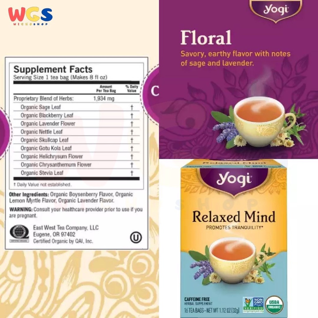 Yogi Tea Relaxed Mind Caffeine Free 16 Tea Bags 32g