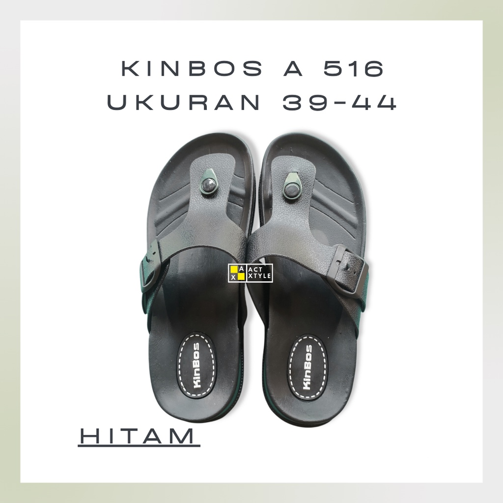KINBOS A516 Sandal jepit gesper pria dewasa bahan karet tahan air Sandal kasual Sandal hitam