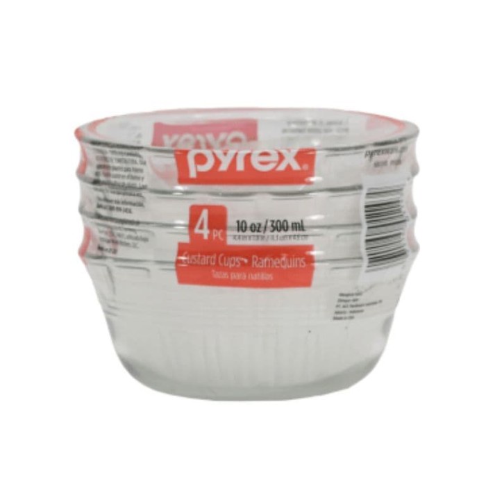 Mangkok Kaca - Pyrex Set Mangkuk Kaca 300 Ml 4 Pcs/Mangkuk Kaca Pyrex 10 Oz