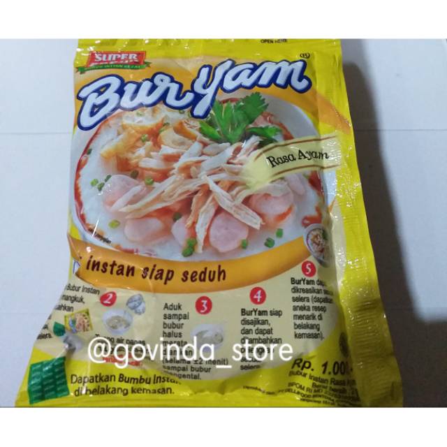 

BURYAM BUBUR RENCENG INSTAN SIAP SEDUH RASA AYAM ISI 10PCS PER RENCENG