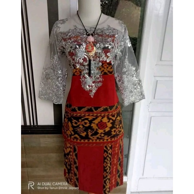 DRESS BROKAT TENUN FASHION TROSO JEPARA, DRESS CASUAL BROKAT TENUN ETNIK JEPARA, DRESS TENUN KOMBINA