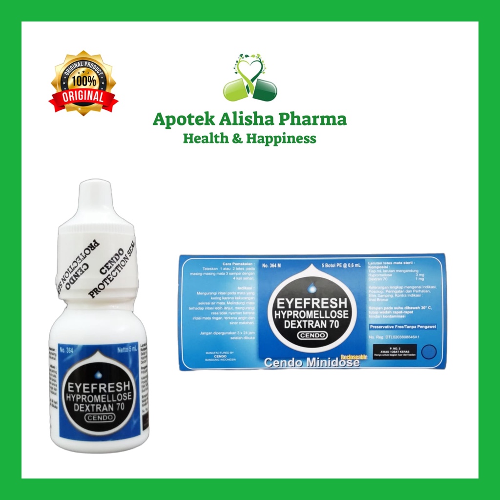 Eyefresh Tetes Mata (Botol 5ml) Minidose (Strip 5pcs) - Cendo Eyefres Obat Tetes Mata Kering / Iritasi Ringan / Eyepresh / Eyepres