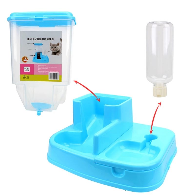 Tempat Makan Anjing Kucing Automatic Pet Food Dispenser PET0640 - Blue--MierrPet Home