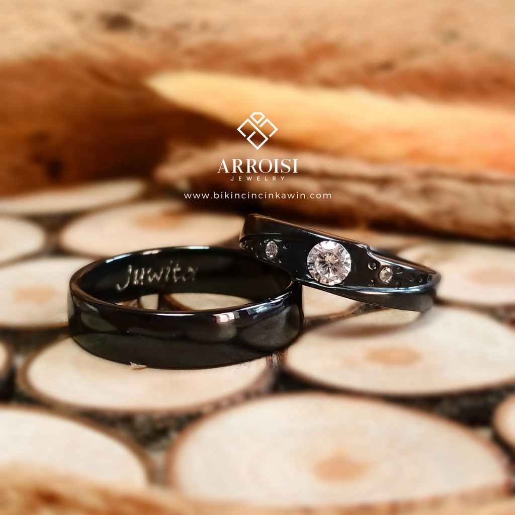 Cincin Couple Perak Cincin Hitam rustic Berkualitas