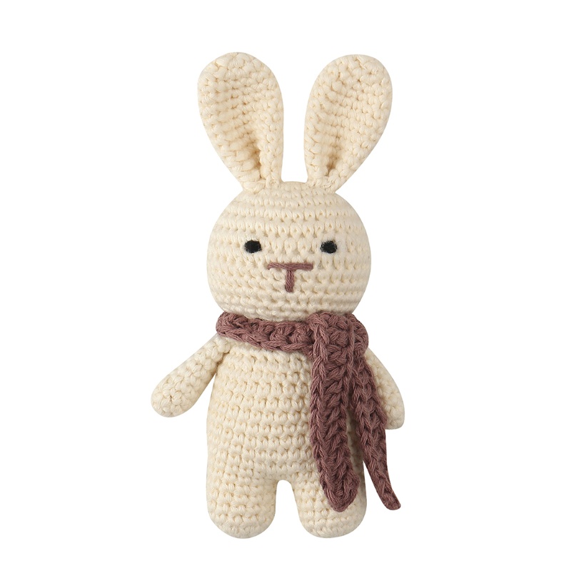 Mary Set Mainan Rattle + Klip Holder Dot Bayi Bentuk Kelinci Bahan Kayu