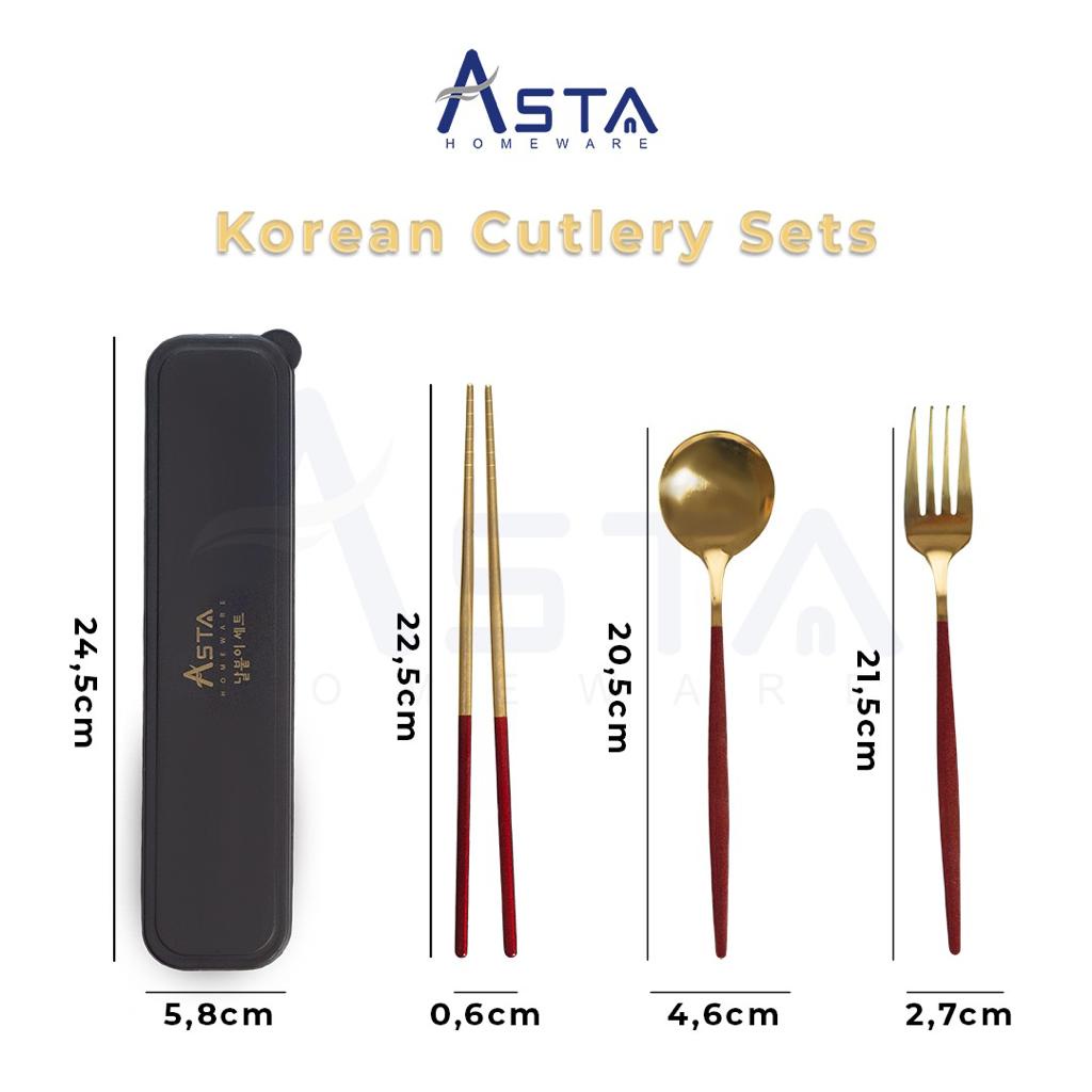 ￼SENDOK KOREA SET / ALAT MAKAN KOREA SET / SUJEO SET 3 IN 1 STAINLESS STEEL / SENDOK EMAS