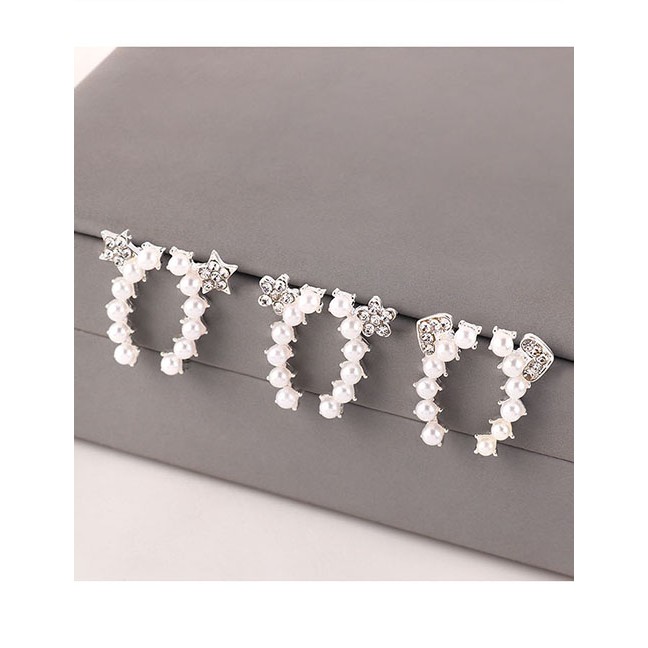 LRC Anting Tusuk Fashion Platinum Flower Stud Earrings With Diamonds Y63201