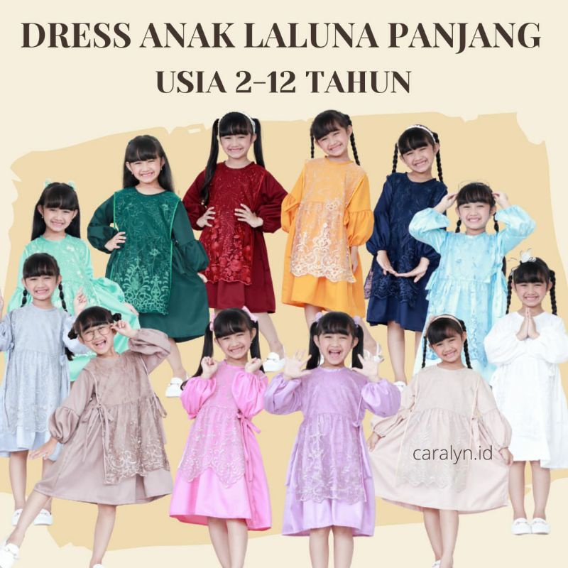 DRESS BRUKAT ANAK LALUNA LENGAN PANJANG DRESS PESTA