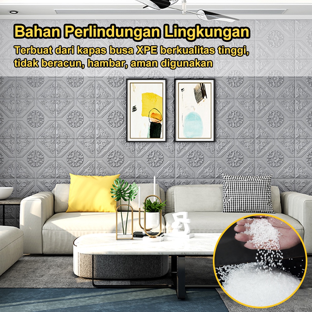 Emboss Wallpaper Dinding 3D Ceiling Ruang Tamu Kamar Tidur Dekor Foam Walpaper Sticker