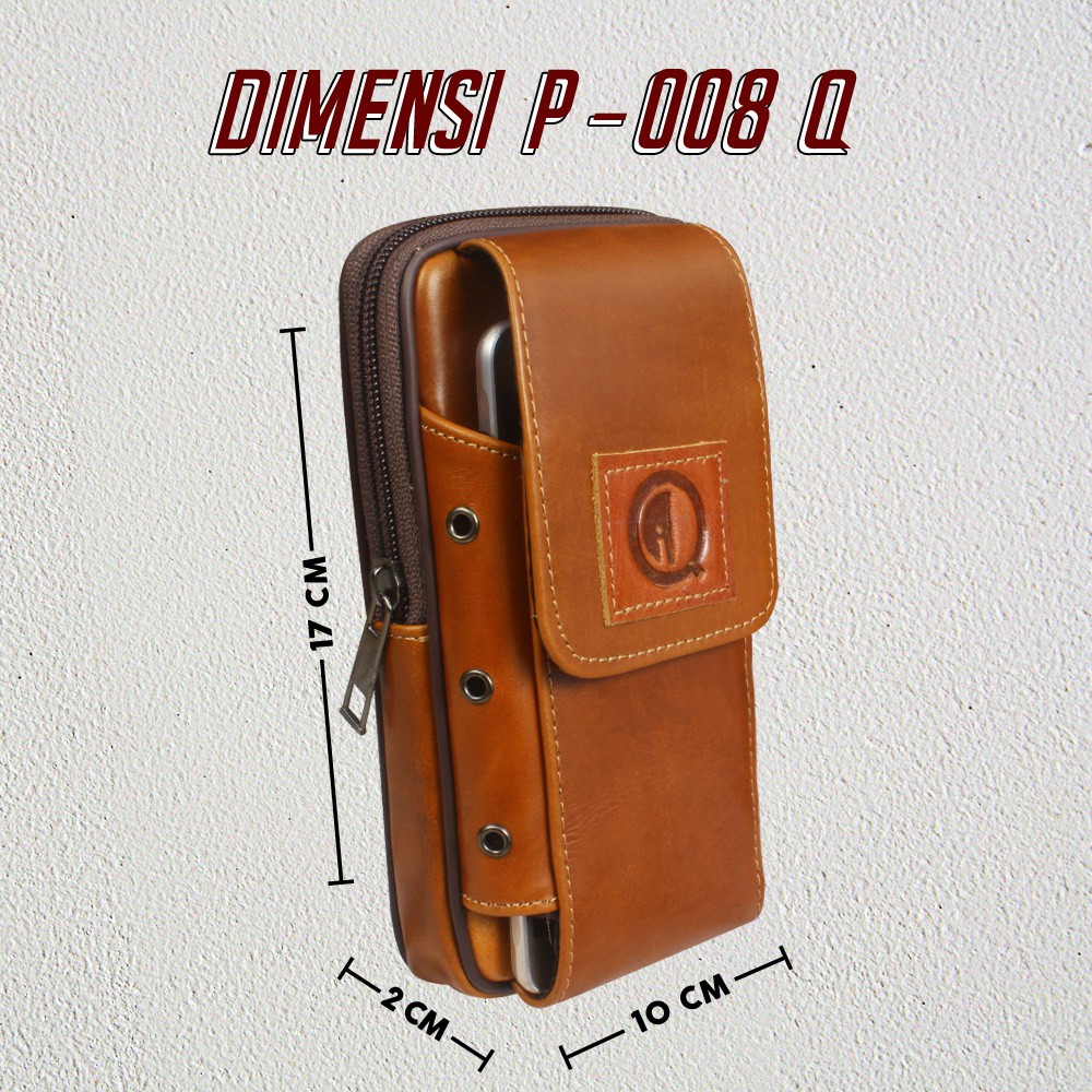 TAS PINGGANG KULIT ASLI FOR 2 HANDPHONE WAISTBAG BAHAN KULIT SAPI ASLI BERKUALITAS PREMIUM 100% P008