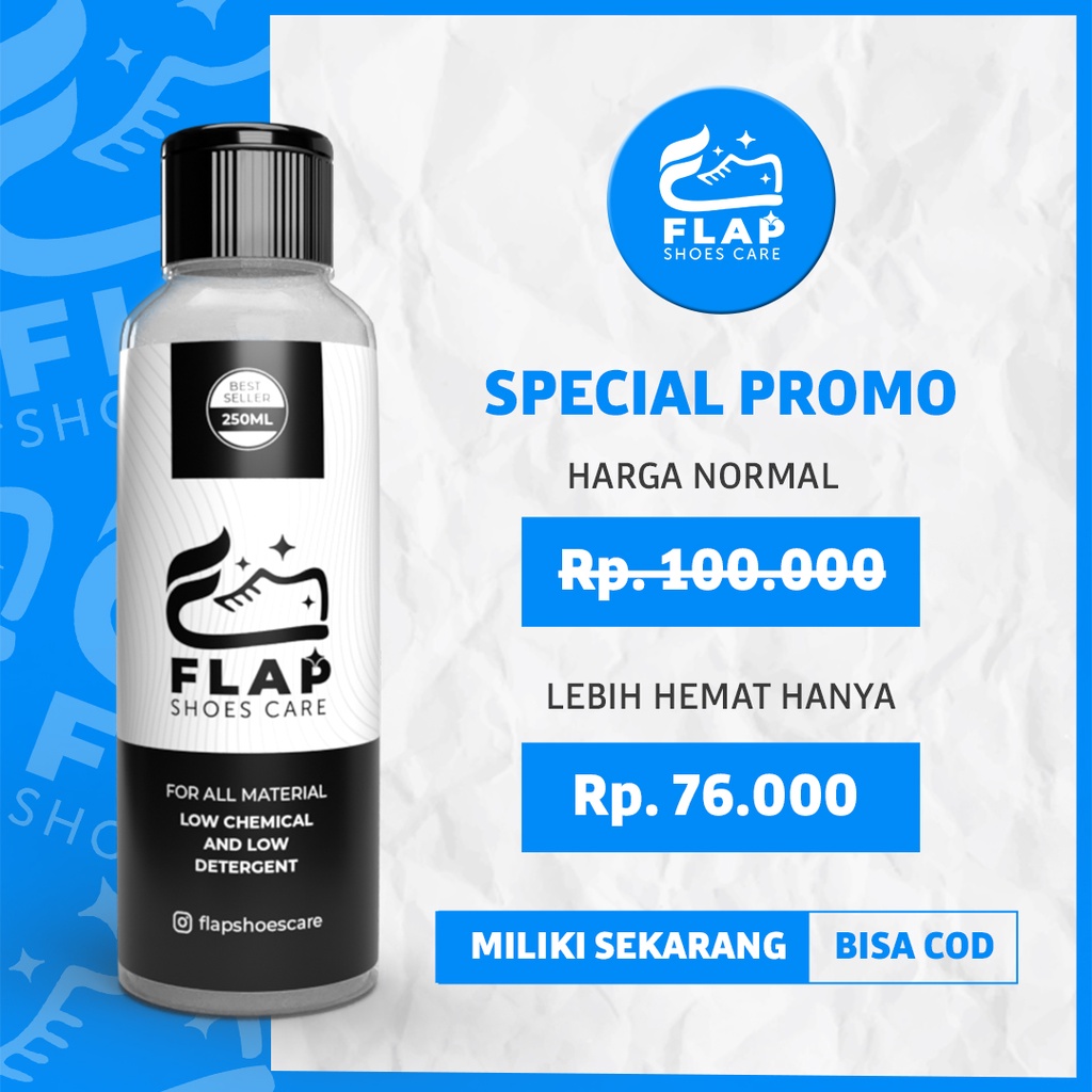 Flap Shoes Care Pembersih Sepatu Putih Tanpa Air dan Sepatu Warna 250mL