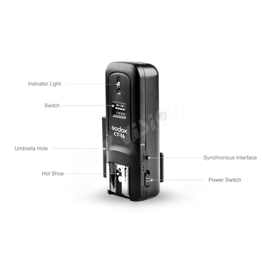 Godox Wireless Flash Trigger and Transmitter 16 Channel - CT-16 - Black