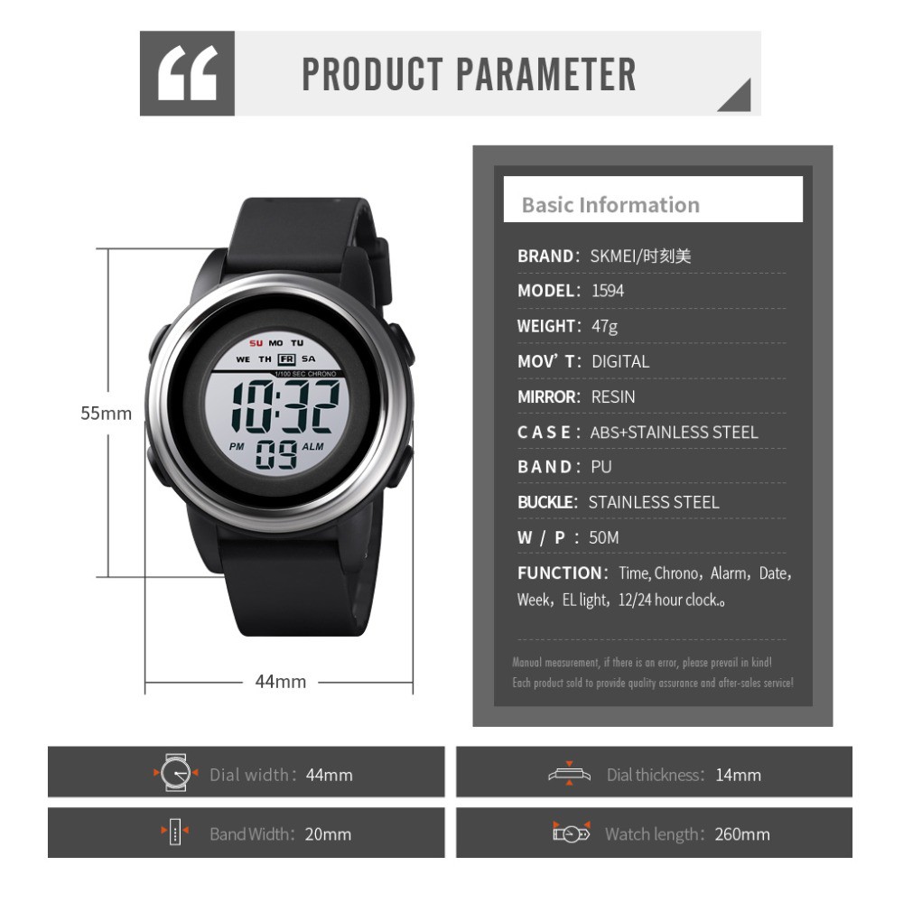 Jam Tangan Pria / SKMEI 1594 / Jam Tangan Digital LED Original / SKMEI