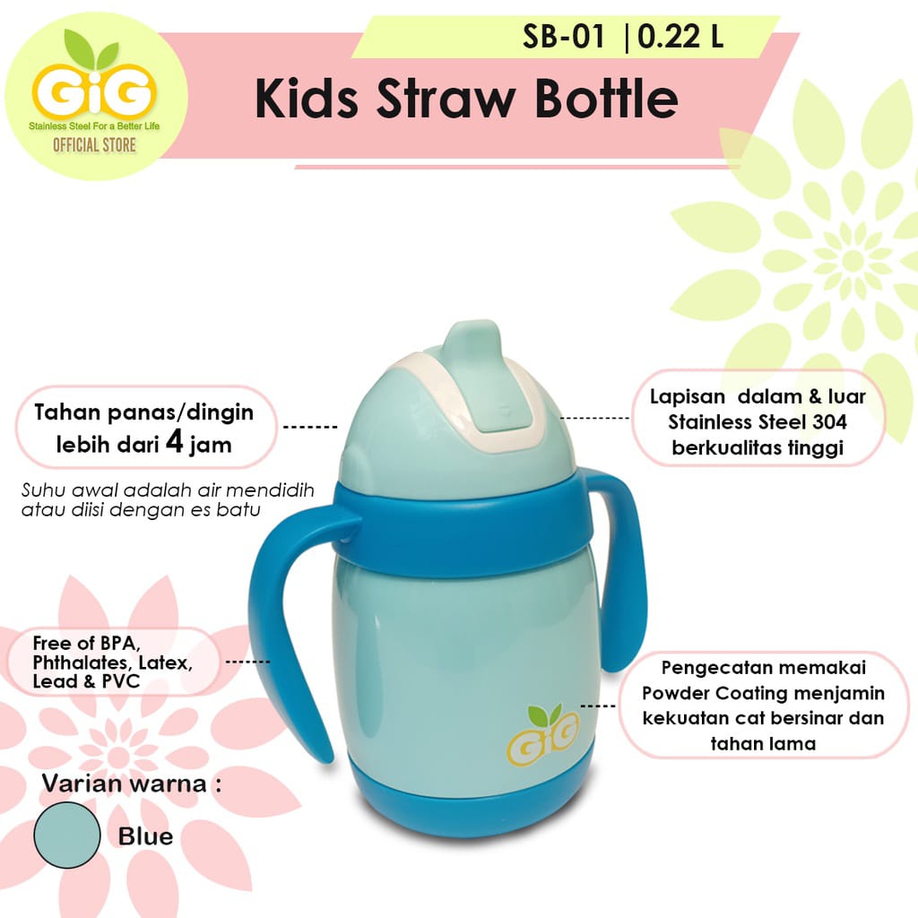 Gig Baby Vacuum Kids Straw Bottle 220ml