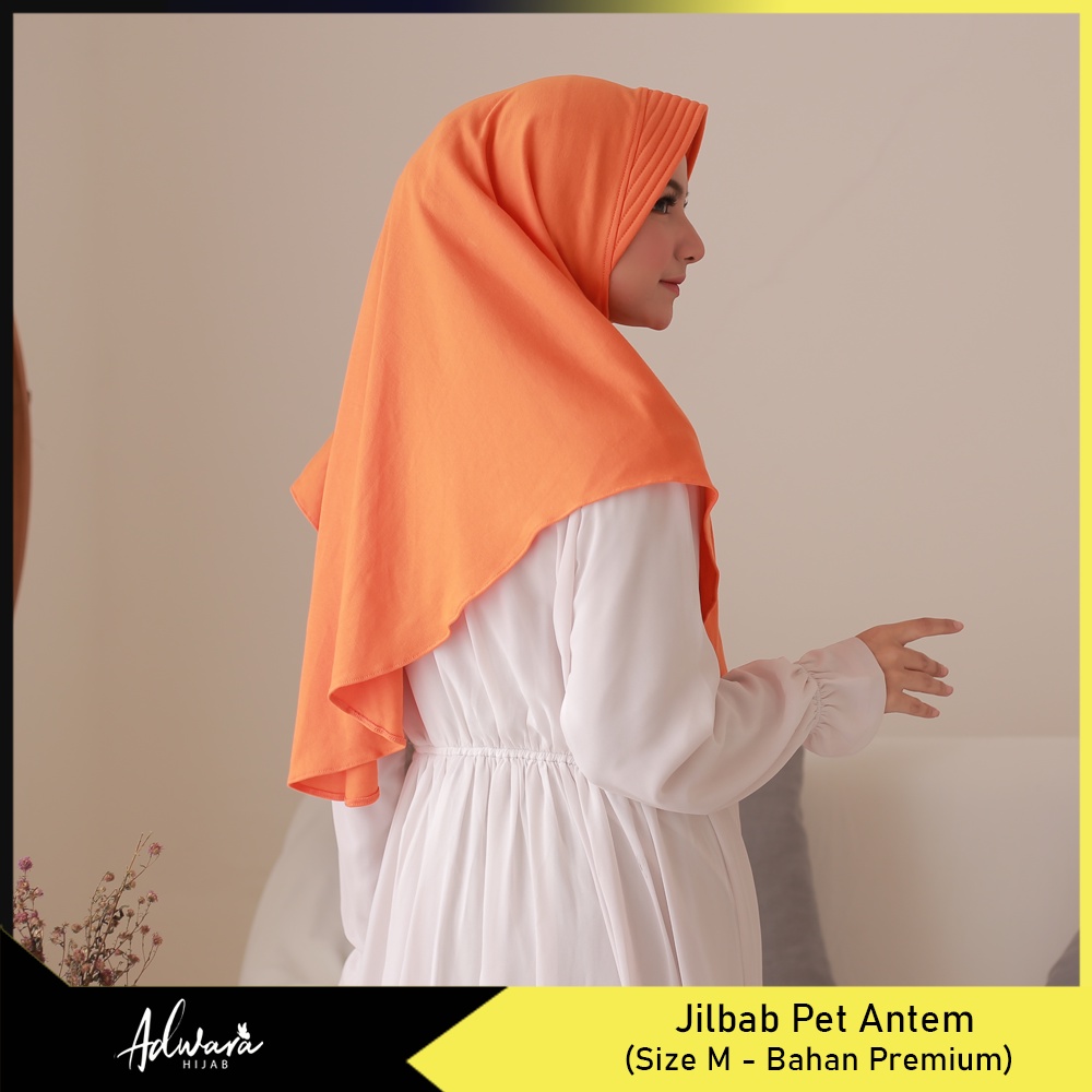 ADWARA HIJAB Jilbab Pet Antem Size M Premium / Jilbab Instan Jahit Tepi Rapi Bahan Tebal dan Adem