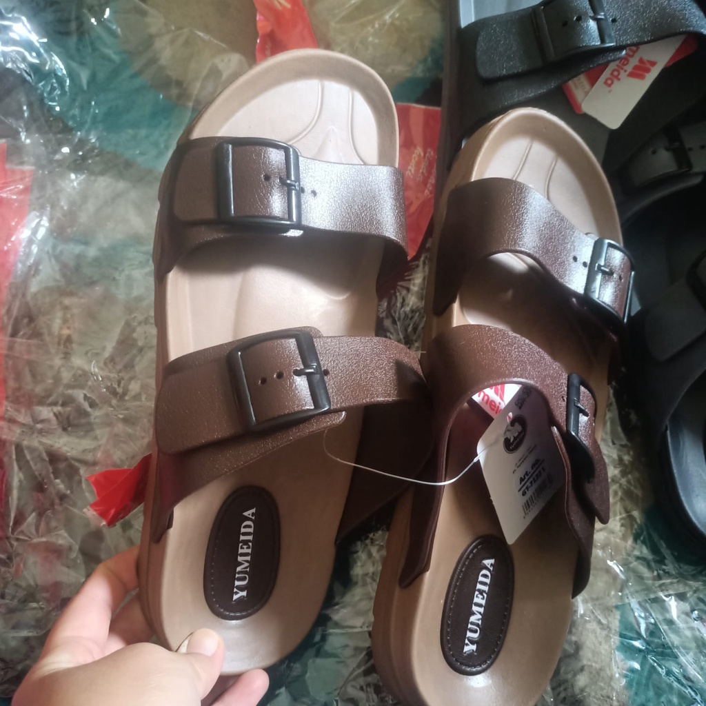 SANDAL SELOP LAKI-LAKI BAN 2 GESPER YUMEIDA GT 7122 L SIZE 38-43  SANDAL LAKI-LAKI TERBARU