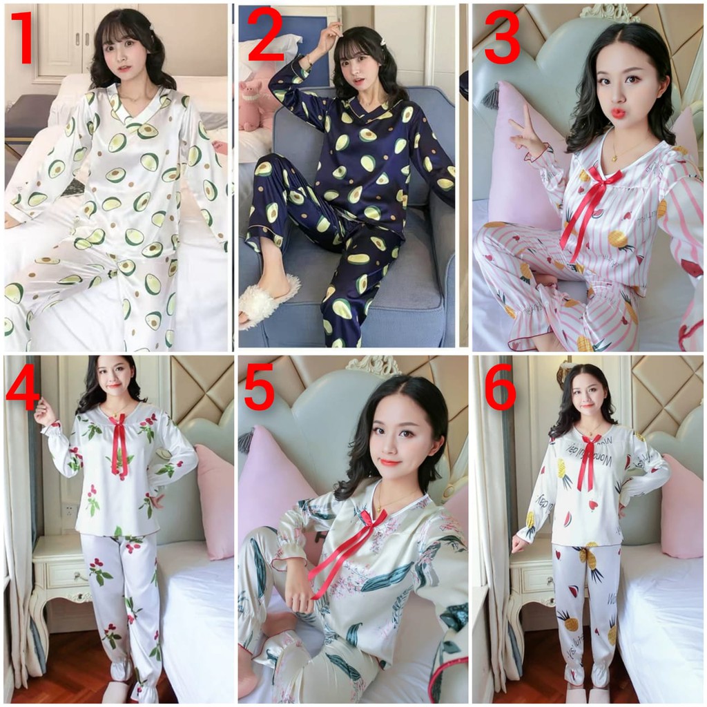 Baju tidur satin PP piyama motif