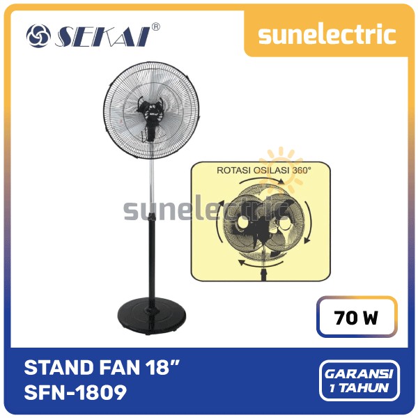Sekai SFN-1809 Kipas Angin Berdiri 18 inch / 18" / 45 cm SFN 1809 / SFN1809 - Silver