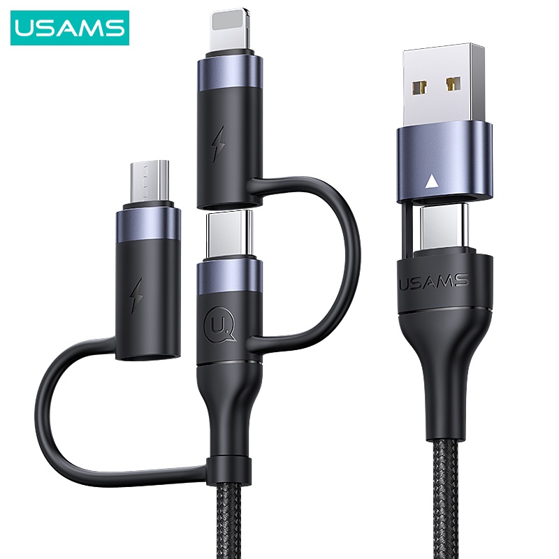 USAMS U62 Kabel Data PD Fast Charging USB + Type-C to Triple Head 1.2m