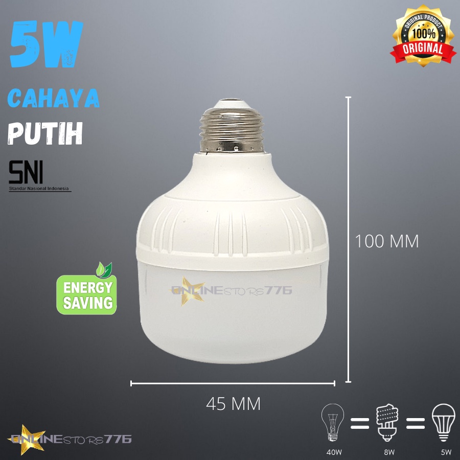 Lampu LED 5Watt SUKASUKA/TINTIN/YUSCO/PANALED Bohlam LED SUKA SUKA 5 Watt LED 5Watt Cahaya Putih