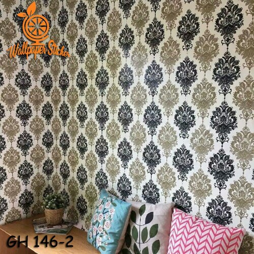 Paling Laku Cod Wallpaper Dinding 10m Motif Batik - Black & White Wave Line Walpaper