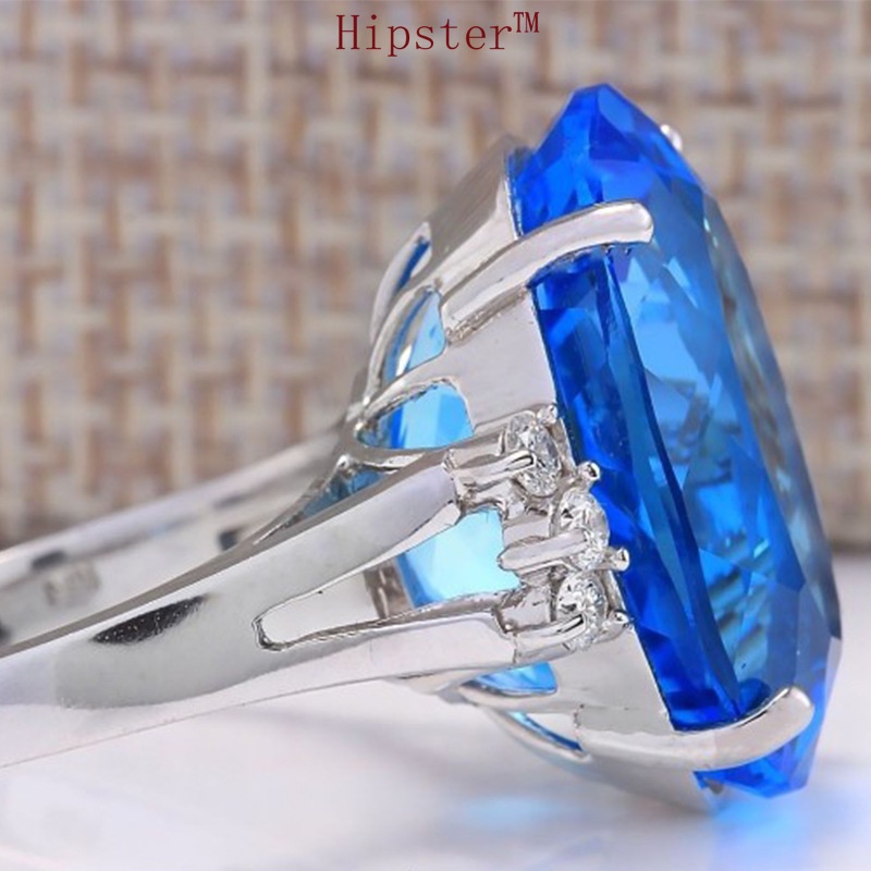 Hot Sale Fashion Simple Luxury round Inlaid Sapphire Ring