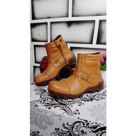 Sepatu Pria Safety Boots Kulit asli warna hitam coklat tan - sepatu pria kulit - sepatu boots safety