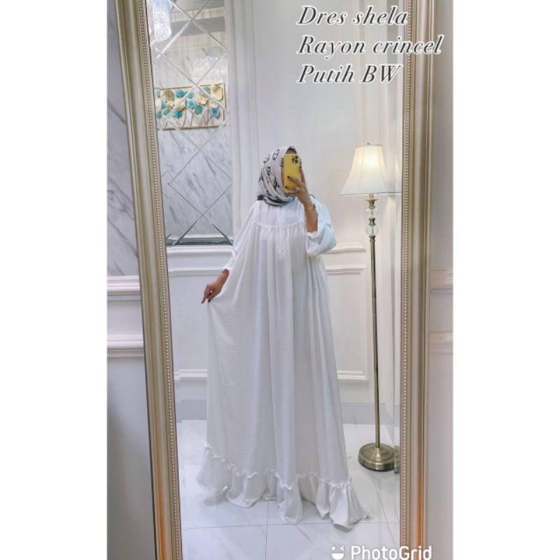 GAMIS DRESS  SELLA POLOS RAYON CRINCEL-SELLA Putih