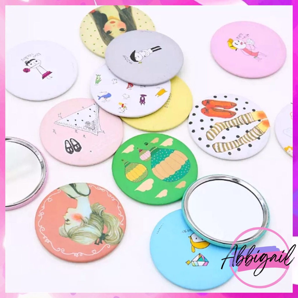 𝘈𝘉𝘎✰ Cermin Bulat Karakter/Kaca Cermin Make Up Mini/Travelling Motif 1113