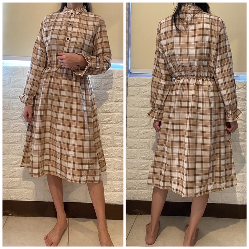 093 Dress kotak import/midi dress flanel/dres kotak ld 100/dress kotak midi/dress flanel import/dress kotak busui