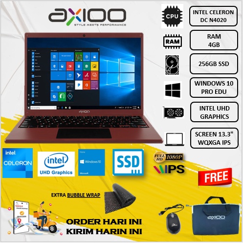 LAPTOP AXIOO MYBOOK 14F N4020 4GB 256GB SSD WQXGA WIN10PRO RED