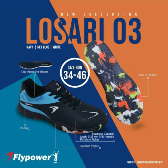 FLYPOWER LOSARI 3 SEPATU BADMINTON ORIGINAL | Shopee Indonesia