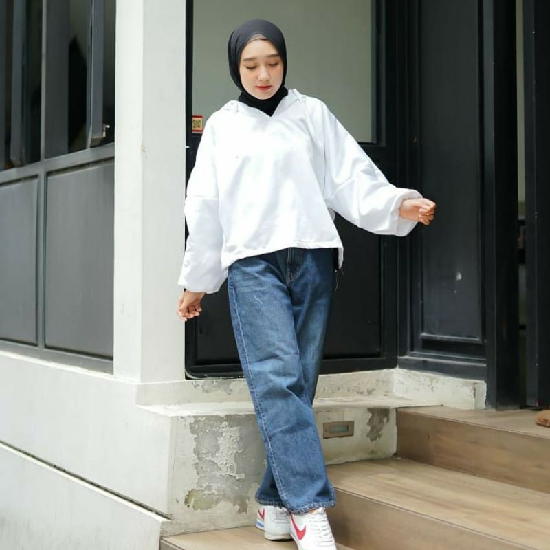 VIVARA HOODIE OVERSIZE CROPE TANGAN BALONNY DADARIO - SWEATER OVERSIZE SWEATER CROP