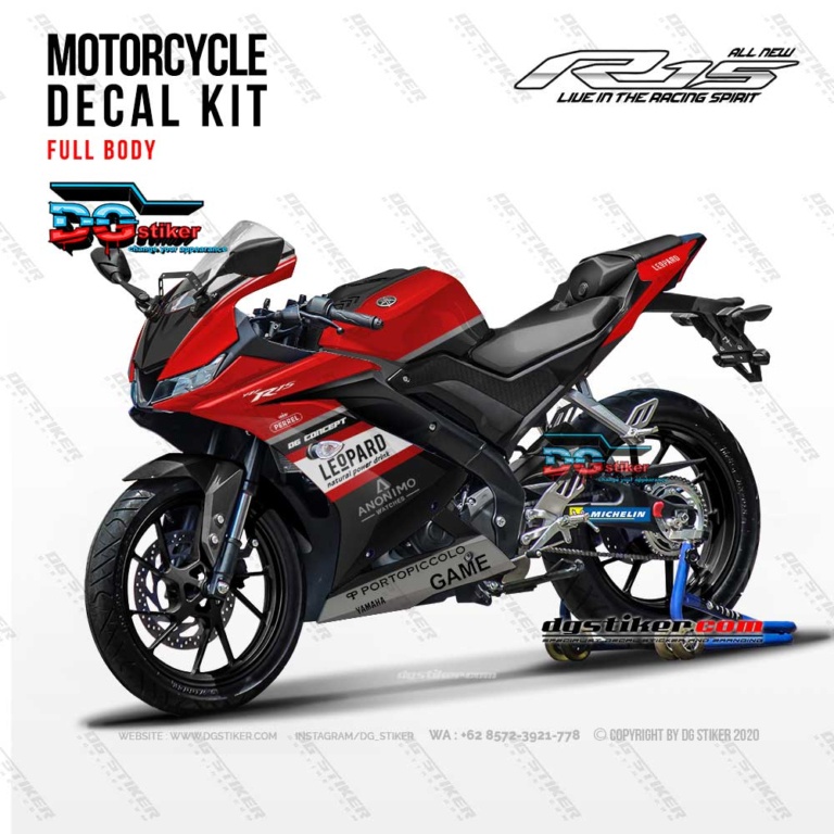 Decal R15 V3 Merah Leopard DG Stiker