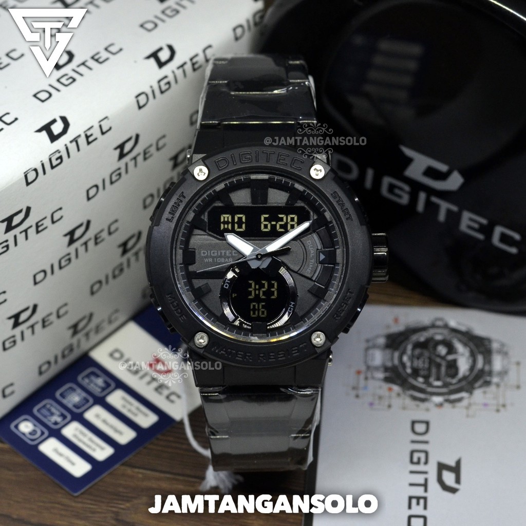 DIGITEC JAM TANGAN PRIA ANALOG DIGITAL ORIGINAL STAINLESS RANTAI KREPYAK BOX MURAH JAMTANGANSOLO