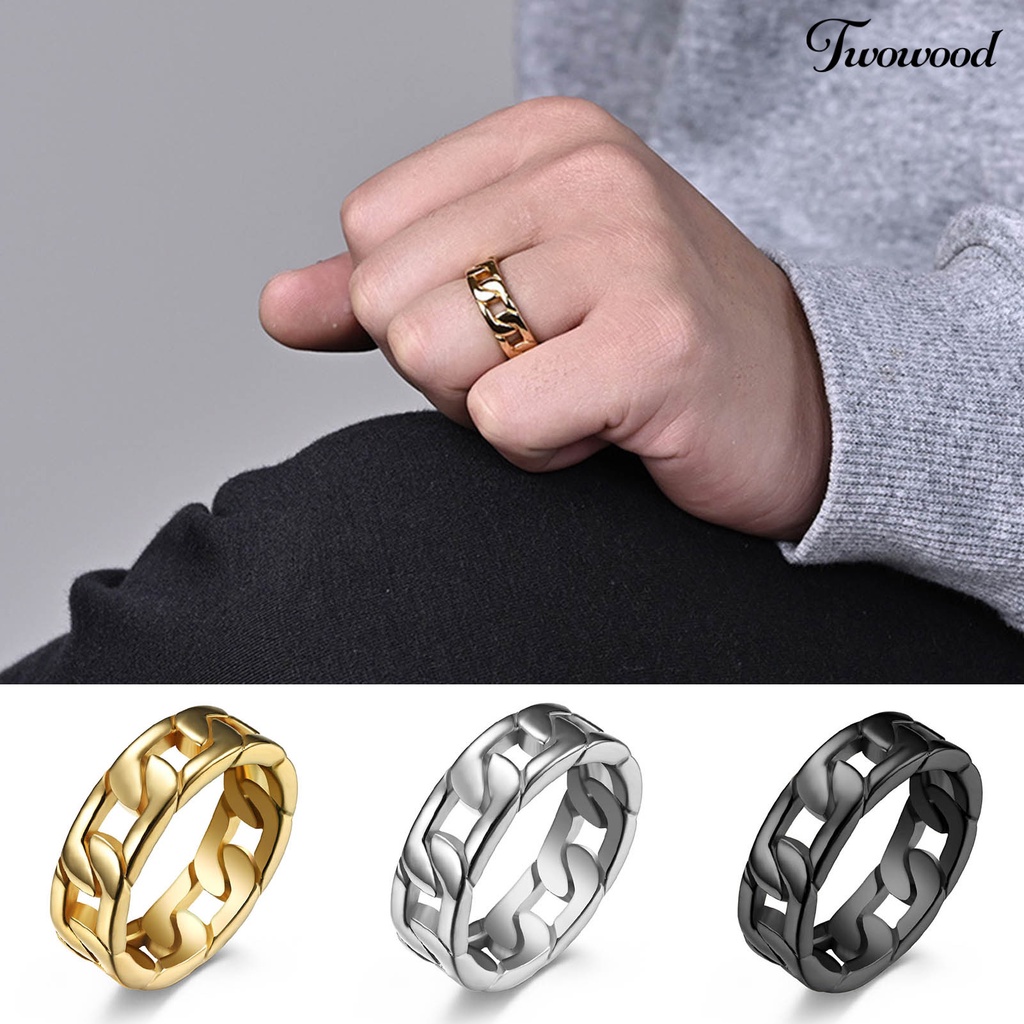 Cincin Model Rantai Twist Gaya Hip Hop Untuk Unisex