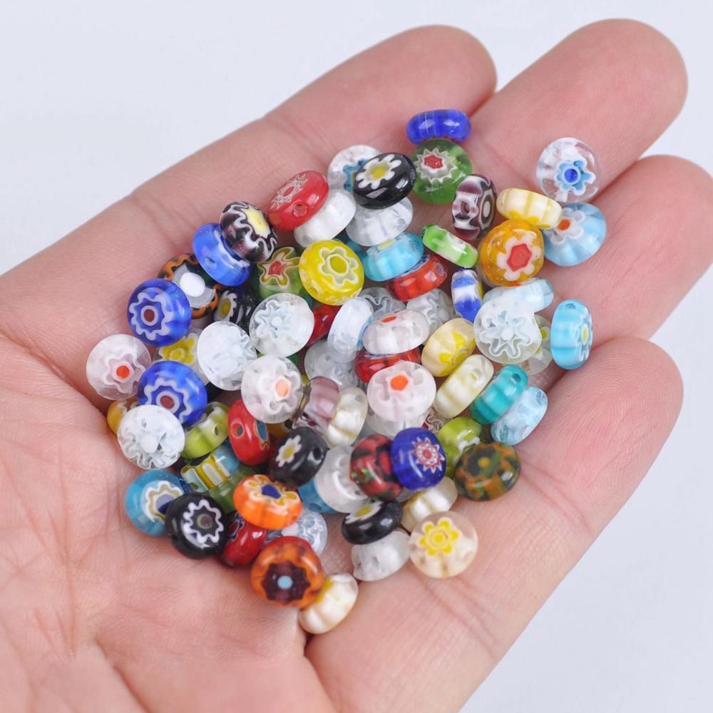 Needway  6mm 8mm 10mm DIY Jewelry Accessories Charms Jewelry Making Beads Charms Necklace Square Flat Bracelet Pendant Glass Sweet Acrylic Beads/Multicolor