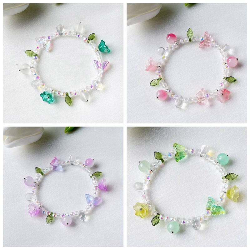 Gelang Rumbai Desain Bunga Aster Aksen Kristal Gaya Korea Untuk Wanita