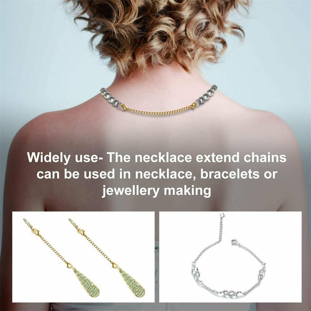 ROW Durable Extender /Safety Chain Extender 6'' Jewelry Accessories Necklace Bracelet Lobster lock 3'' Gold Silver Black Jewelry Findings &amp; Components Stainless Steel Extender Chain DIY/Multicolor