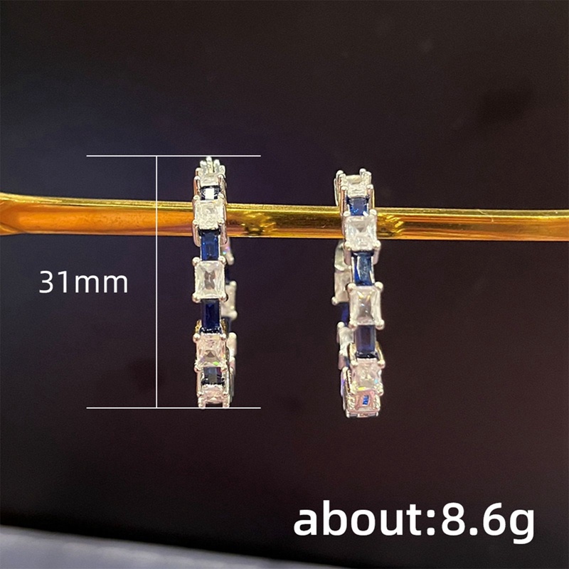 Anting Hoop Kristal Cubic Zirconia Bentuk Lingkaran Untuk Wanita