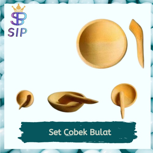 Cobek bulat + ulekan 1 set kayu