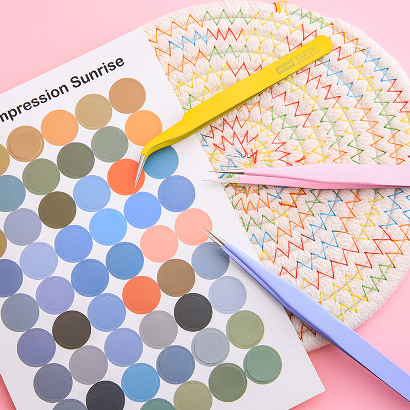 Colorful Series Stainless Steel Tweezers Sticker DIY Small Clip