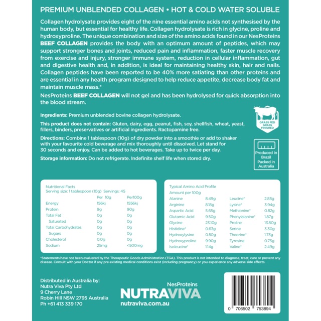 Nutraviva Collagen Hydrolysate 450g / organik kolagen