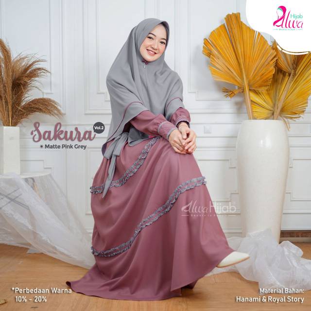 GAMIS SAKURA 1 SET KHIMAR II NON SET  || ALWA HIJAB