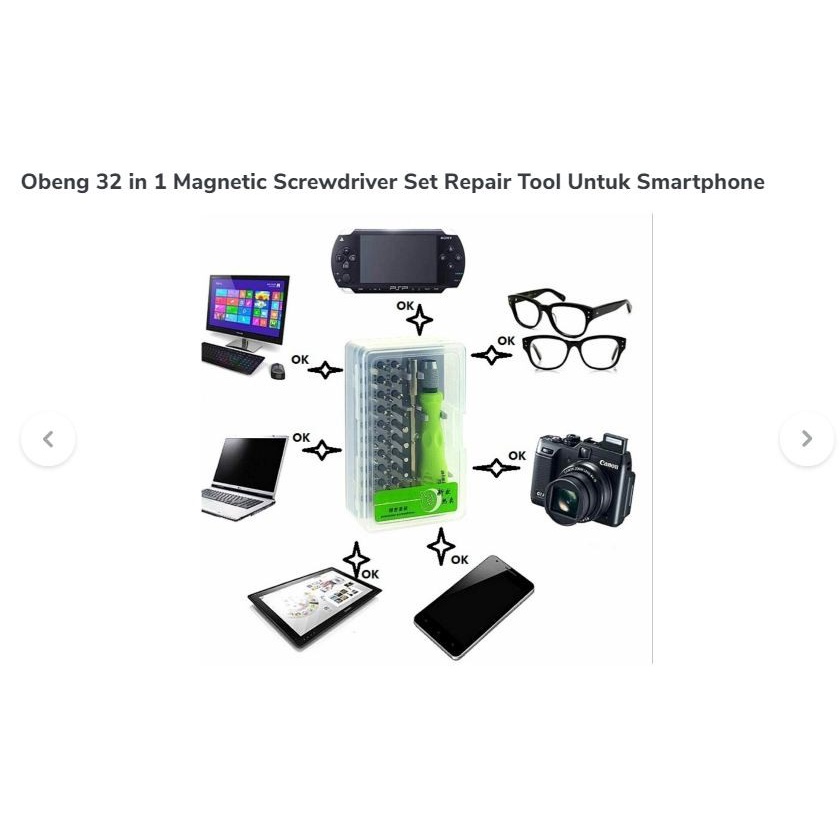 Obeng Set Reparasi Hp Smartphone Laptop 32 in 1 Obeng Repair Hp Full Set BIT