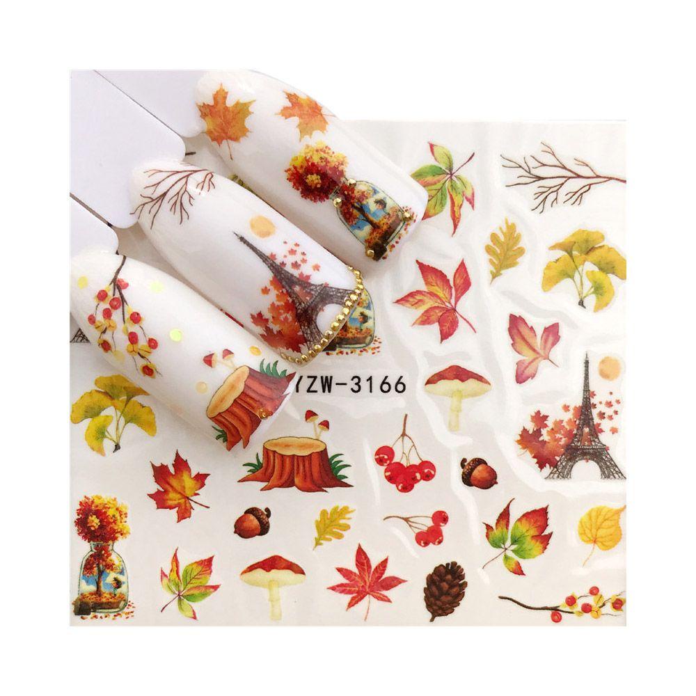 Chooky Stiker Nail Art DIY Motif Burung Merak Tema Natal / Musim Gugur