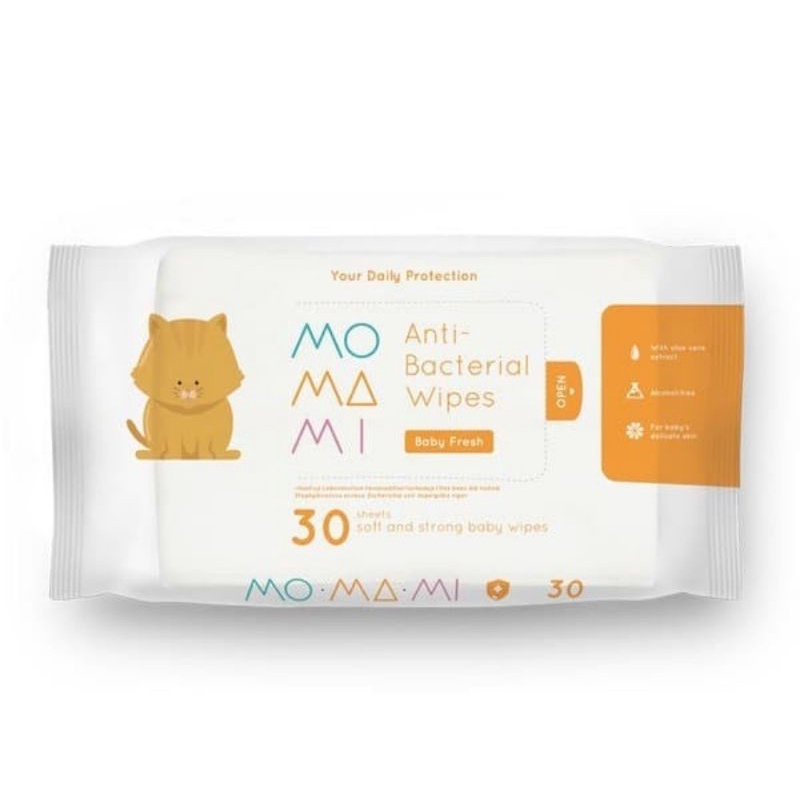 Momami AntiBacterial Wipes 30s/Tisu Basah Momami Antibakteri