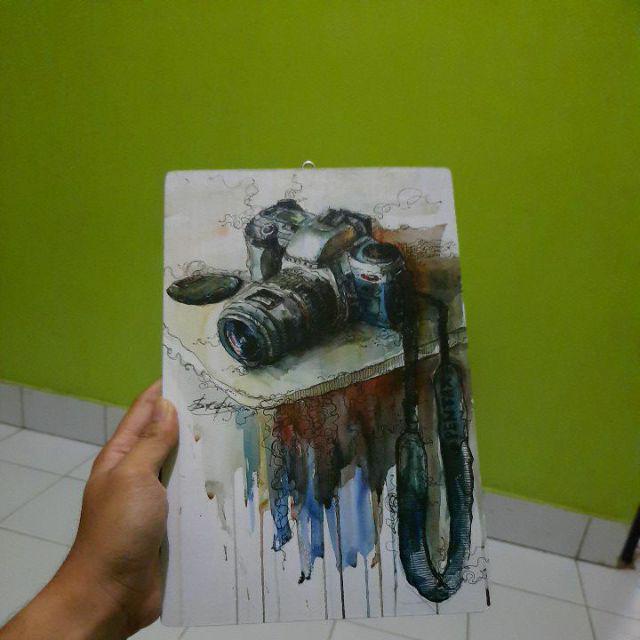 Walldecor Dekorasi  Kayu Poster Vintage Ukuran 20x30cm/ Lukisan Kamera