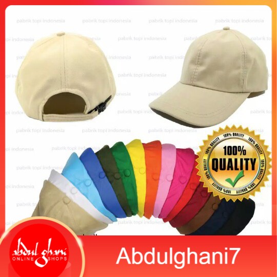 Topi Polos Baseball Bahan Twill Pengait Rell Premium Pria Wanita