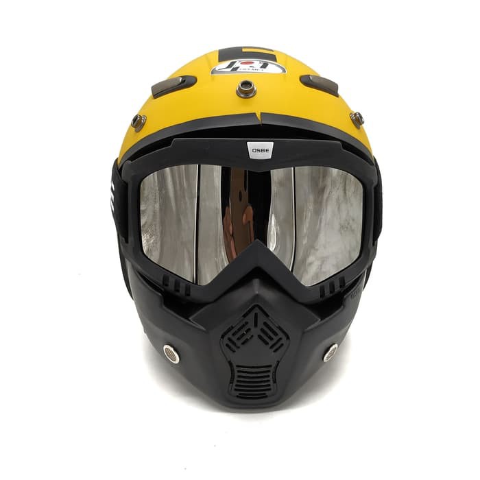 Helm JPN MOMO Kuning Goggle Mask OSBE (Helm Retro/Bogo/Klasik/Classic)